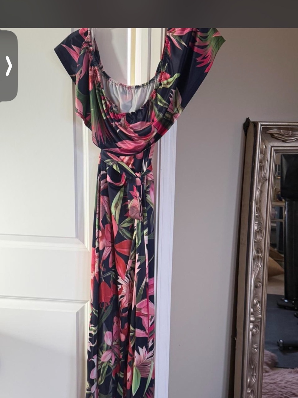 Floral Off-Shoulder jumpsuit in Navy and Pink